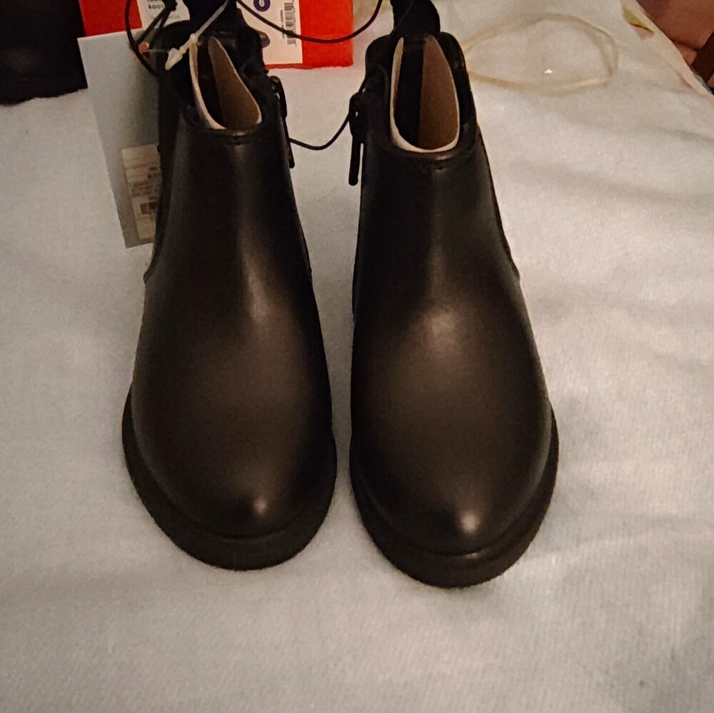Ankle Boot Black Size 6 Faux Leather Slip-On Gore